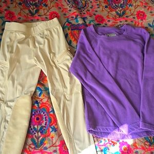Girls horseback riding Equestrian breeches pants and riding fleece top Horse